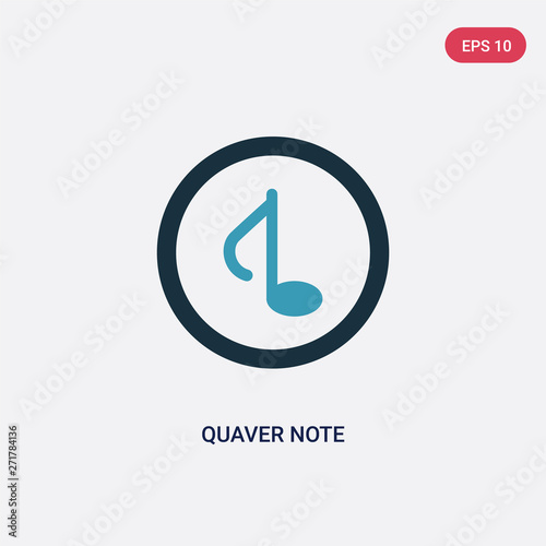 two color quaver note vector icon from music concept. isolated blue quaver note vector sign symbol can be use for web, mobile and logo. eps 10