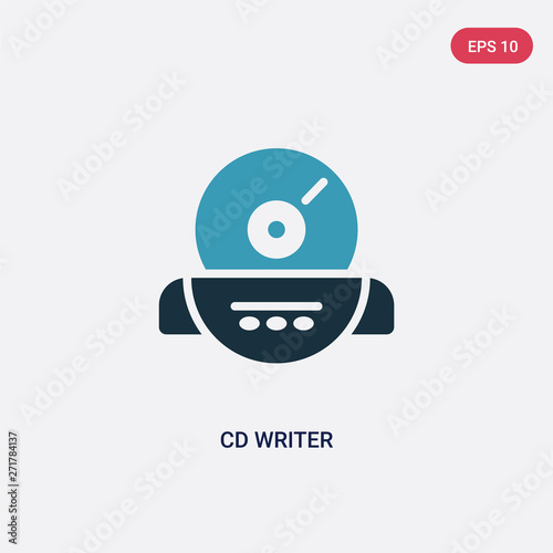 two color cd writer vector icon from music concept. isolated blue cd writer vector sign symbol can be use for web, mobile and logo. eps 10