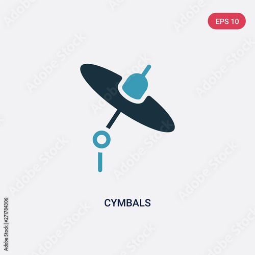 two color cymbals vector icon from music concept. isolated blue cymbals vector sign symbol can be use for web, mobile and logo. eps 10