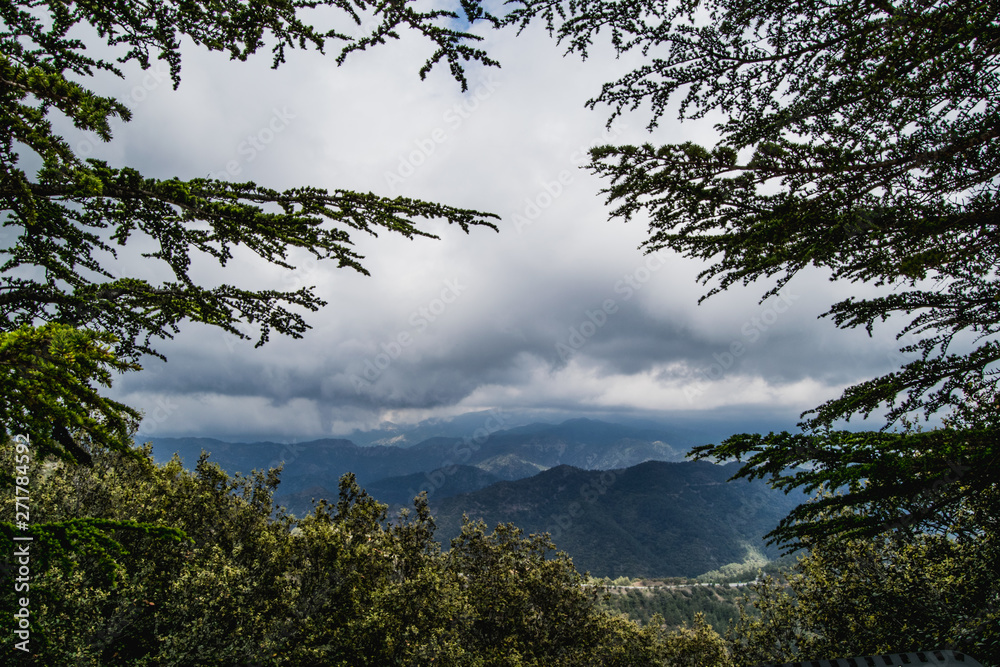 Troodos mountains in Cyprus on a cloudy day