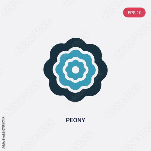 two color peony vector icon from nature concept. isolated blue peony vector sign symbol can be use for web, mobile and logo. eps 10