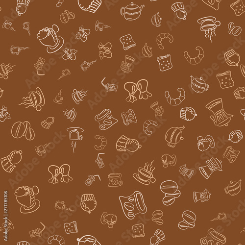 Coffee seamless vector pattern for Cup mug, restaurant or cafe menu design. © Renat