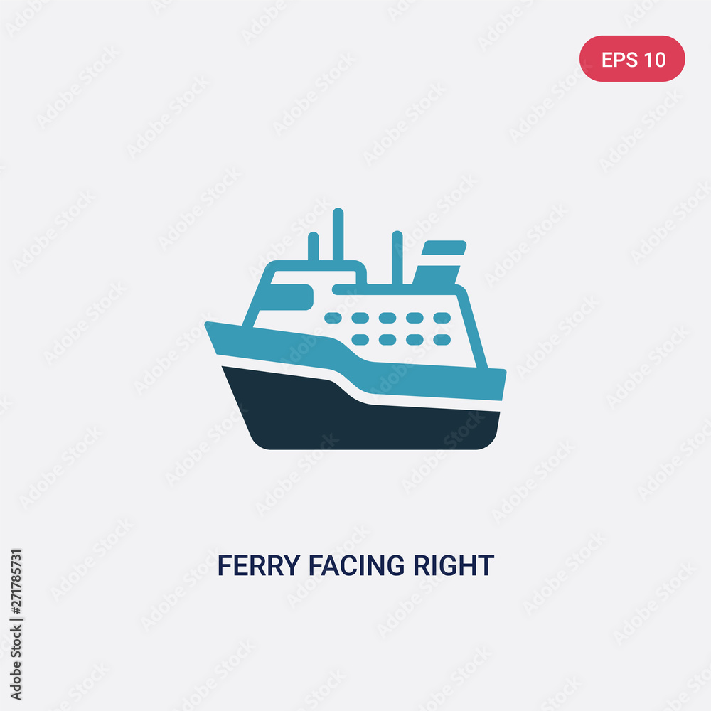 two color ferry facing right vector icon from nautical concept. isolated blue ferry facing right vector sign symbol can be use for web, mobile and logo. eps 10