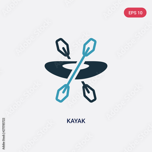 two color kayak vector icon from nautical concept. isolated blue kayak vector sign symbol can be use for web, mobile and logo. eps 10