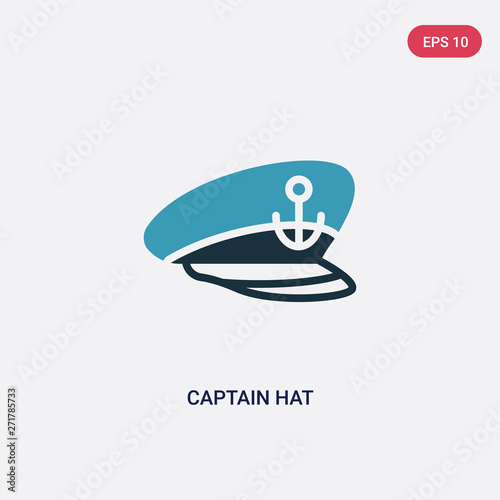 two color captain hat vector icon from nautical concept. isolated blue captain hat vector sign symbol can be use for web, mobile and logo. eps 10