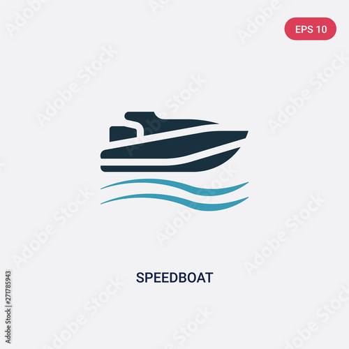 two color speedboat vector icon from nautical concept. isolated blue speedboat vector sign symbol can be use for web, mobile and logo. eps 10