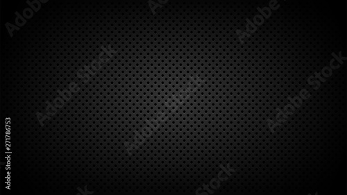Black metal texture steel background. Perforated sheet metal.