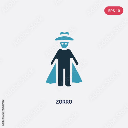 two color zorro vector icon from people concept. isolated blue zorro vector sign symbol can be use for web, mobile and logo. eps 10