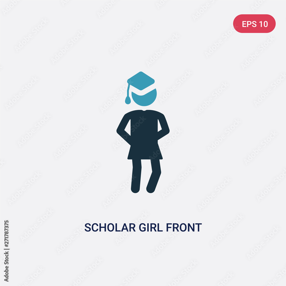two color scholar girl front vector icon from people concept. isolated blue scholar girl front vector sign symbol can be use for web, mobile and logo. eps 10