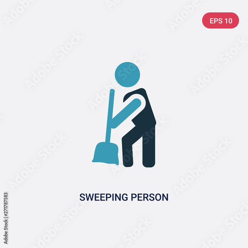 two color sweeping person vector icon from people concept. isolated blue sweeping person vector sign symbol can be use for web, mobile and logo. eps 10