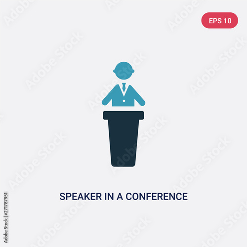 two color speaker in a conference vector icon from people concept. isolated blue speaker in a conference vector sign symbol can be use for web, mobile and logo. eps 10