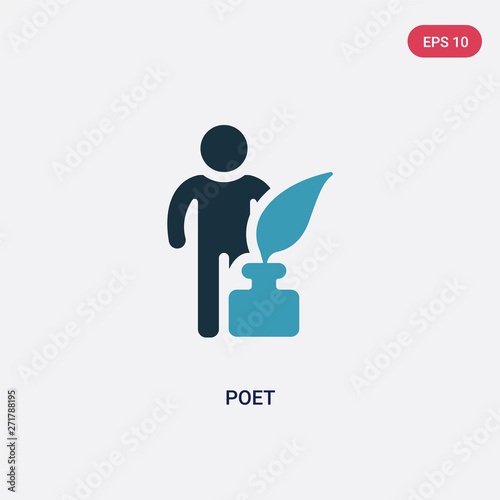 two color poet vector icon from people skills concept. isolated blue poet vector sign symbol can be use for web, mobile and logo. eps 10