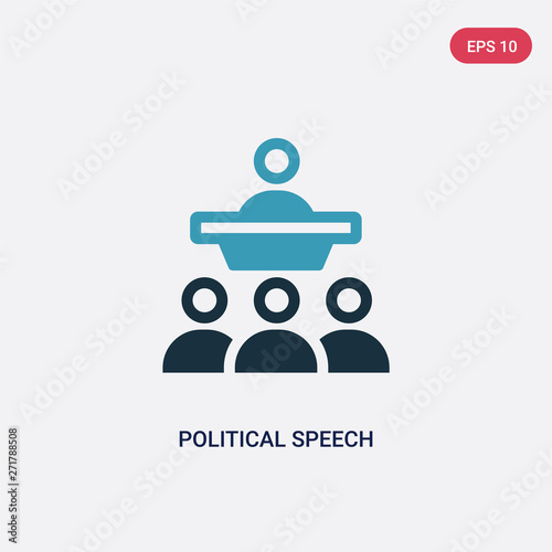 two color political speech vector icon from political concept. isolated blue political speech vector sign symbol can be use for web, mobile and logo. eps 10