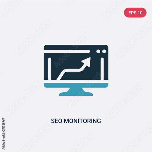 two color seo monitoring vector icon from programming concept. isolated blue seo monitoring vector sign symbol can be use for web, mobile and logo. eps 10