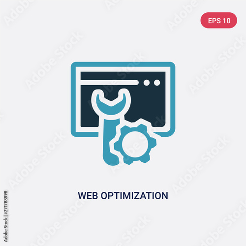 two color web optimization vector icon from programming concept. isolated blue web optimization vector sign symbol can be use for web, mobile and logo. eps 10