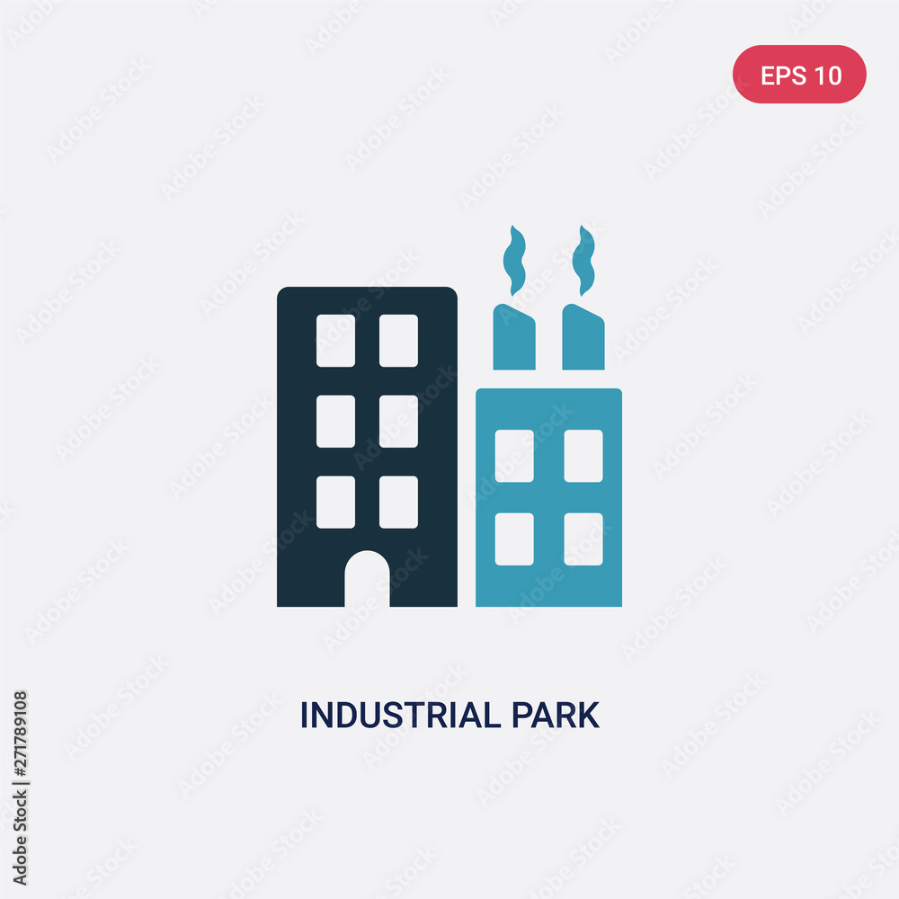 two color industrial park vector icon from real estate concept. isolated blue industrial park vector sign symbol can be use for web, mobile and logo. eps 10
