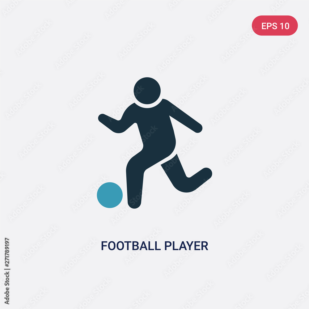 two color football player playing vector icon from recreational games concept. isolated blue football player playing vector sign symbol can be use for web, mobile and logo. eps 10