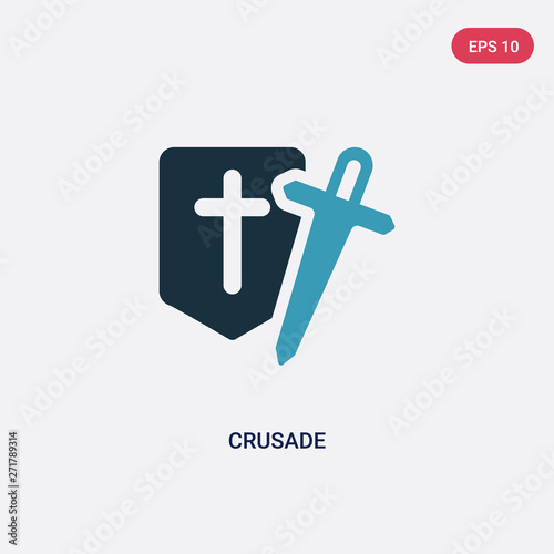 two color crusade vector icon from religion-2 concept. isolated blue crusade vector sign symbol can be use for web, mobile and logo. eps 10