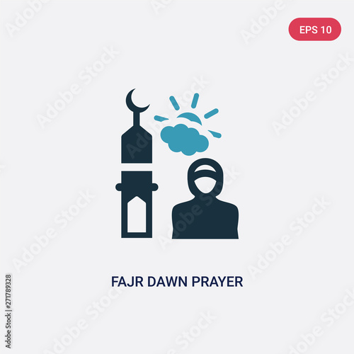 two color fajr dawn prayer vector icon from religion-2 concept. isolated blue fajr dawn prayer vector sign symbol can be use for web, mobile and logo. eps 10