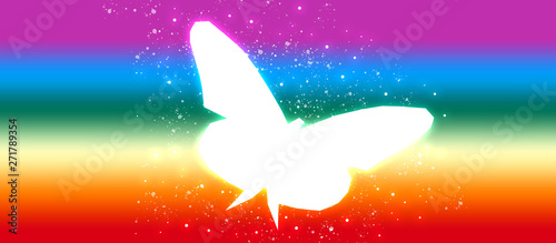 White background of rainbow butterfly transformation liberate human right of LGBT freedom concept. Proud and love to be. Use to celebrate gay pride, coming out of true gender and sexuality equality © Chan2545
