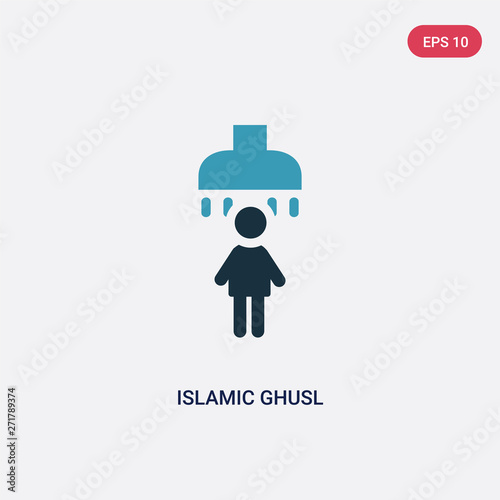 two color islamic ghusl vector icon from religion-2 concept. isolated blue islamic ghusl vector sign symbol can be use for web, mobile and logo. eps 10