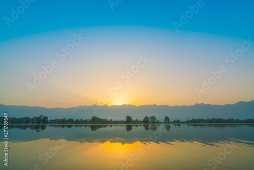 Sunrise on Dal lake, Kashmir India .