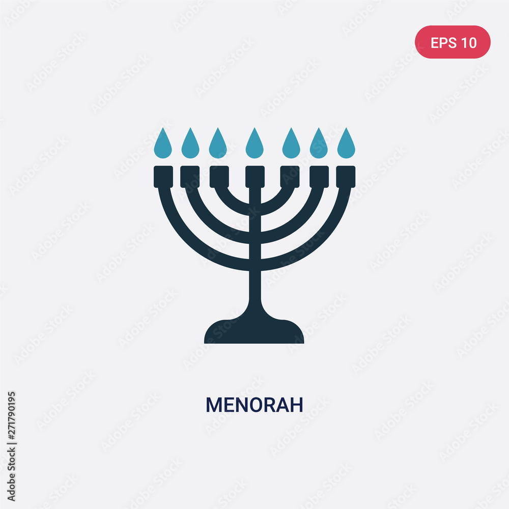 two color menorah vector icon from religion concept. isolated blue