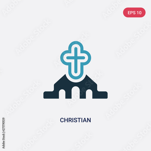 two color christian vector icon from religion concept. isolated blue christian vector sign symbol can be use for web, mobile and logo. eps 10