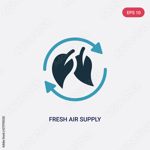 two color fresh air supply vector icon from sauna concept. isolated blue fresh air supply vector sign symbol can be use for web, mobile and logo. eps 10
