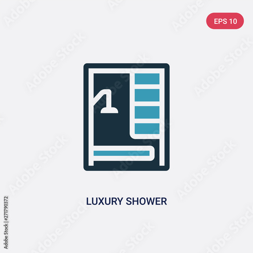 two color luxury shower vector icon from sauna concept. isolated blue luxury shower vector sign symbol can be use for web, mobile and logo. eps 10