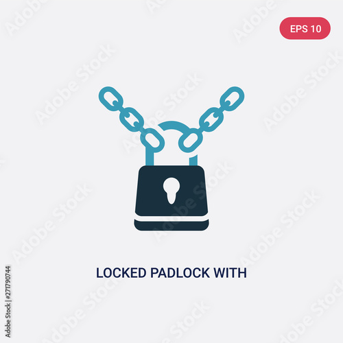 two color locked padlock with chain vector icon from security concept. isolated blue locked padlock with chain vector sign symbol can be use for web, mobile and logo. eps 10