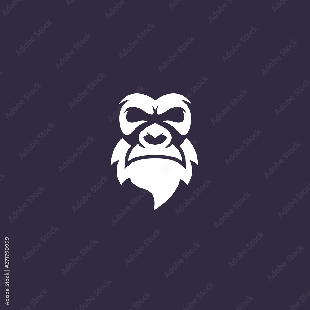 old bearded monkey gorilla face vector logo design