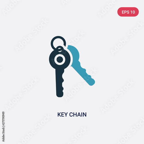 two color key chain vector icon from security concept. isolated blue key chain vector sign symbol can be use for web, mobile and logo. eps 10