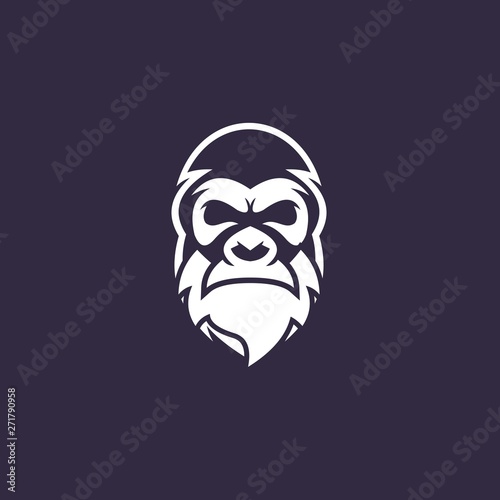 old bearded monkey gorilla face vector logo design