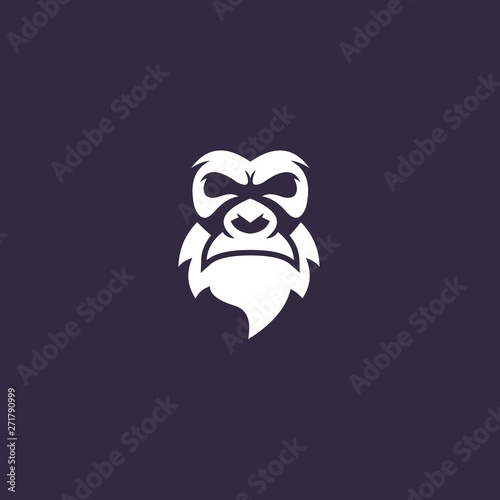 old bearded monkey gorilla face vector logo design