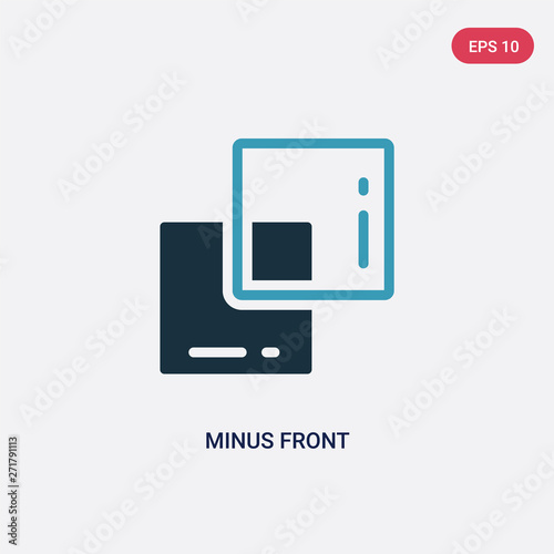 two color minus front vector icon from shapes concept. isolated blue minus front vector sign symbol can be use for web, mobile and logo. eps 10