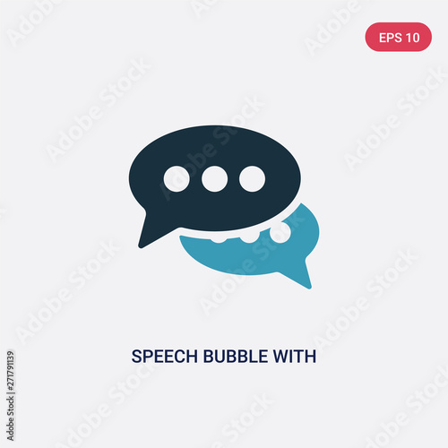 two color speech bubble with ellipsis vector icon from shapes concept. isolated blue speech bubble with ellipsis vector sign symbol can be use for web, mobile and logo. eps 10