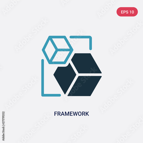 two color framework vector icon from shapes concept. isolated blue framework vector sign symbol can be use for web, mobile and logo. eps 10
