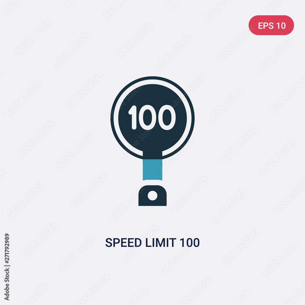 two color speed limit 100 vector icon from signs concept. isolated blue speed limit 100 vector sign symbol can be use for web, mobile and logo. eps 10