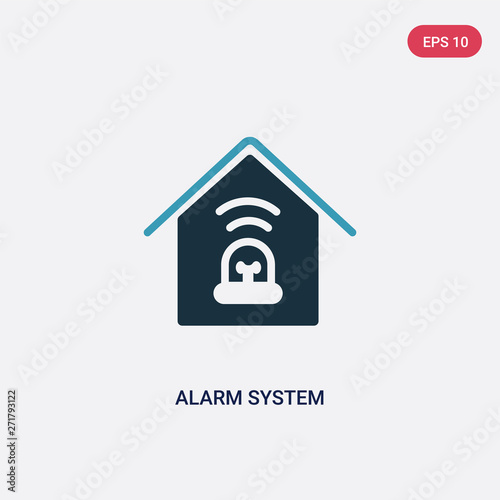 two color alarm system vector icon from smart home concept. isolated blue alarm system vector sign symbol can be use for web  mobile and logo. eps 10