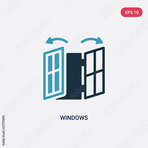 two color windows vector icon from smart home concept. isolated blue windows vector sign symbol can be use for web, mobile and logo. eps 10