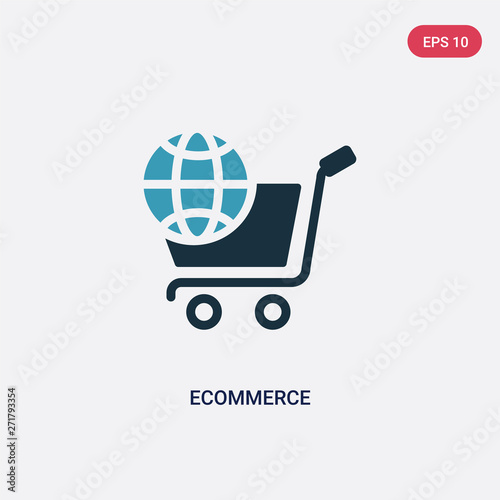two color ecommerce vector icon from social media marketing concept. isolated blue ecommerce vector sign symbol can be use for web, mobile and logo. eps 10