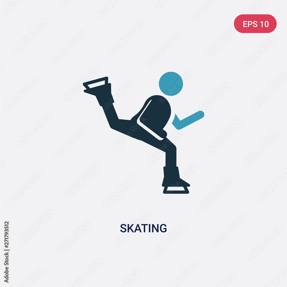 two color skating vector icon from sports concept. isolated blue skating vector sign symbol can be use for web, mobile and logo. eps 10