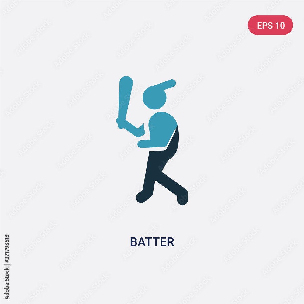 two color batter vector icon from sports concept. isolated blue batter vector sign symbol can be use for web, mobile and logo. eps 10
