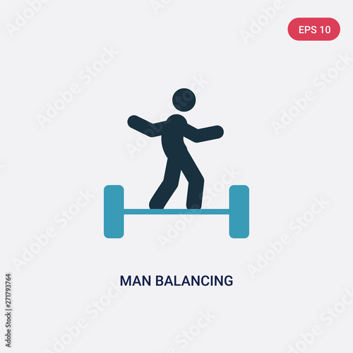 two color man balancing vector icon from sports concept. isolated blue man balancing vector sign symbol can be use for web, mobile and logo. eps 10