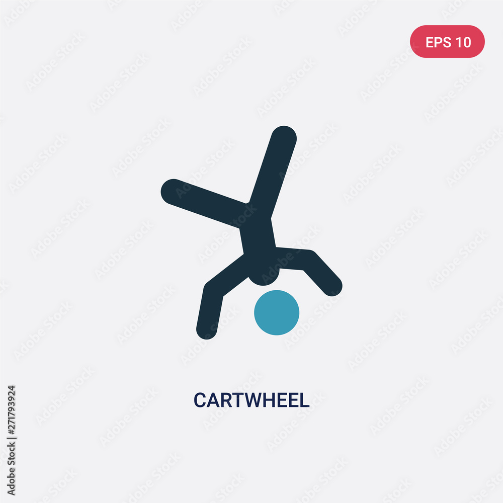 two color cartwheel vector icon from sports concept. isolated blue cartwheel vector sign symbol can be use for web, mobile and logo. eps 10