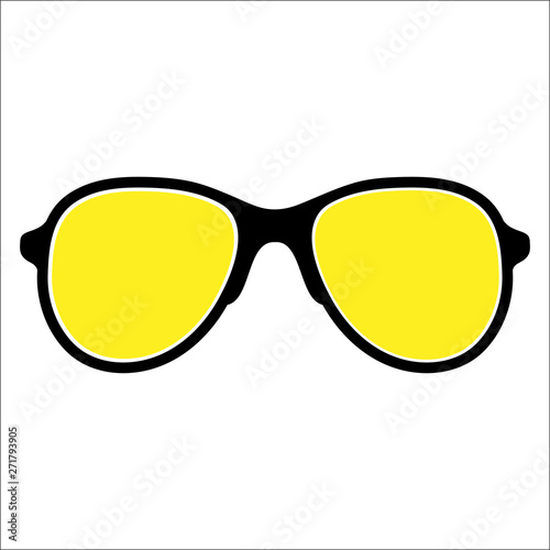 Yellow sport sunglasses isolated on white background.