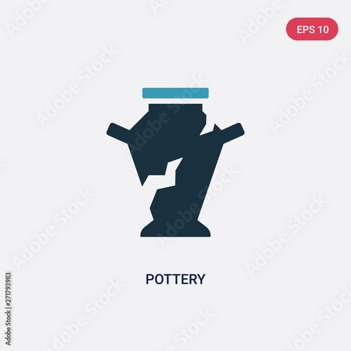 two color pottery vector icon from stone age concept. isolated blue pottery vector sign symbol can be use for web, mobile and logo. eps 10