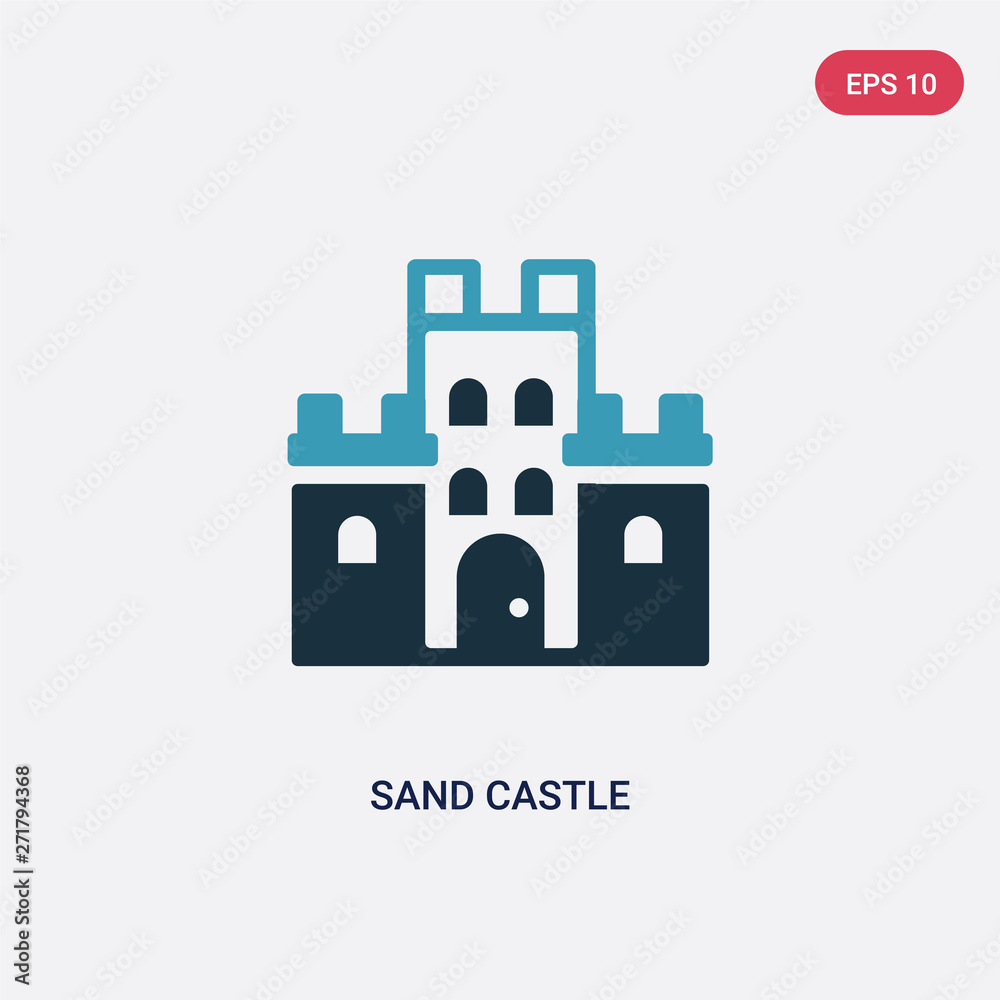two color sand castle vector icon from summer concept. isolated blue sand castle vector sign symbol can be use for web, mobile and logo. eps 10
