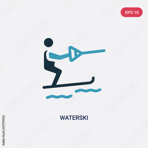 two color waterski vector icon from summer concept. isolated blue waterski vector sign symbol can be use for web, mobile and logo. eps 10